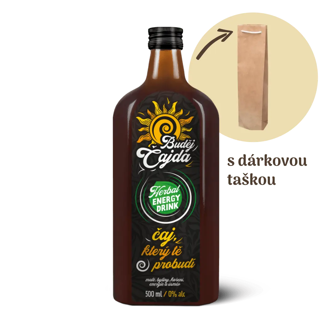 BudějČajda – elixír soustředění 500 ml Lahev 500 ml + dárková taška (+20 Kč)