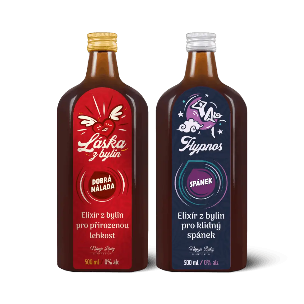 „Síla bylin“ denní pohoda, hluboký spánek Hypnos 500 ml a Láska z bylin 500 ml