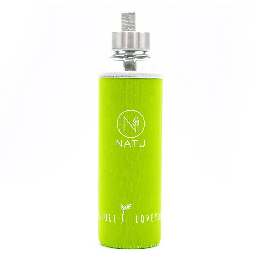 NATU Skleněná lahev 550 ml - zelený termo obal