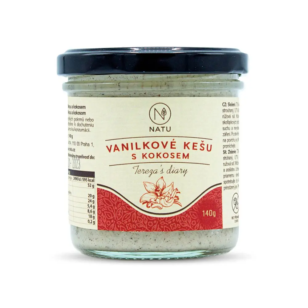 Natu Vanilkové kešu s kokosem 140g