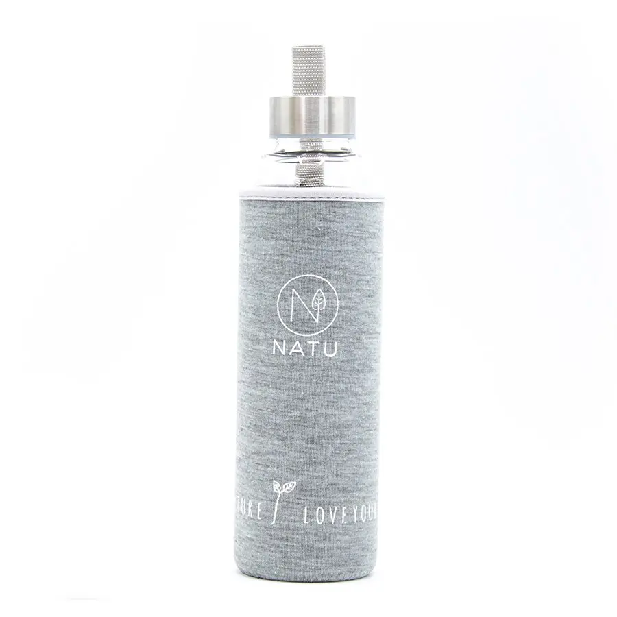 NATU Skleněná lahev v šedém termo obalu 550 ml