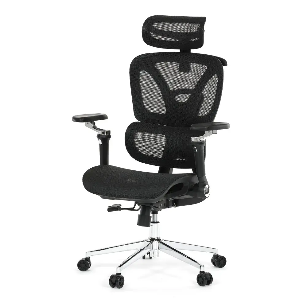 Kancelářská ergonomická židle PORTE — síťovina, černá