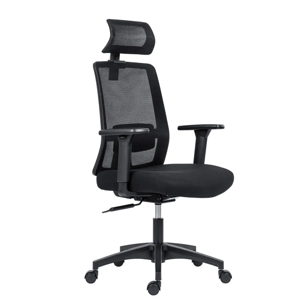 Kancelářská ergonomická židle DELFO — síť / látka, černá