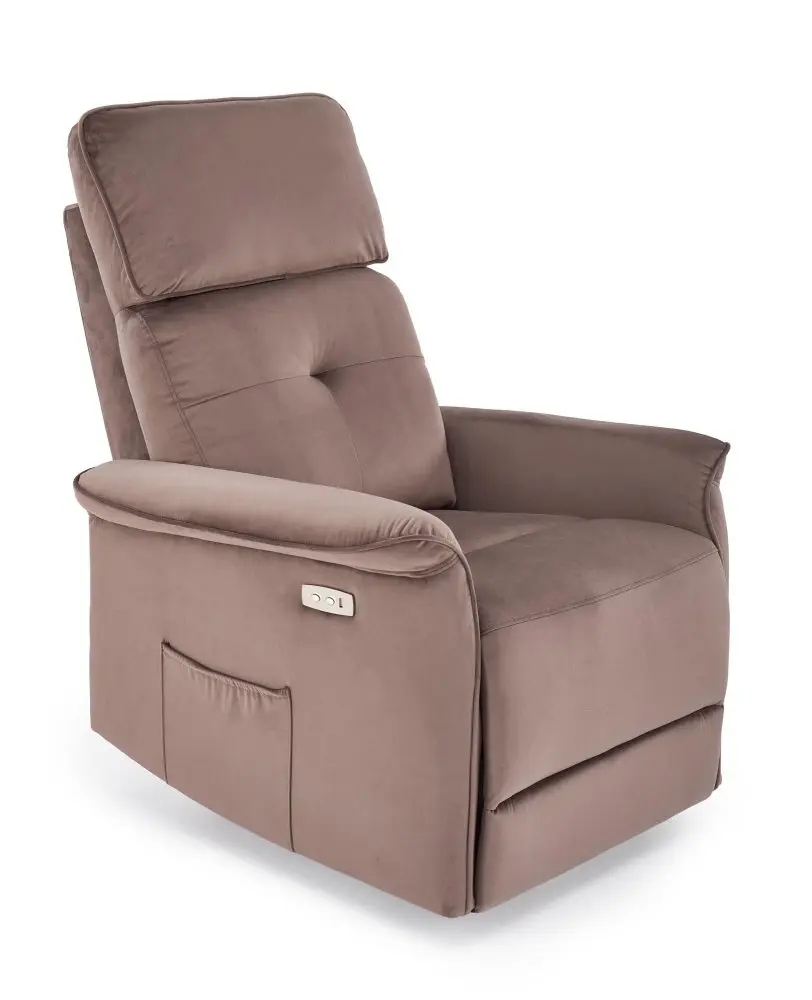 Relaxační křeslo SEMIR s elektrickým polohováním — látka, moka
