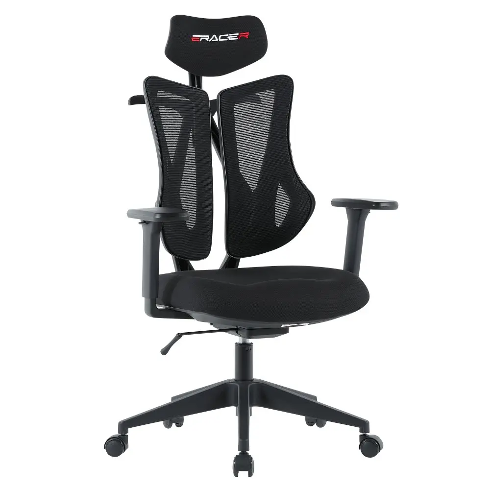 Herní ergonomická židle ERACER H3246 — síť / látka, černá