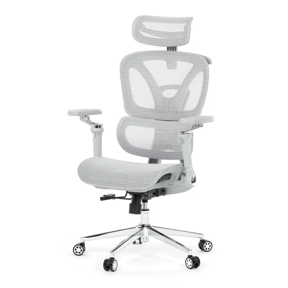 Kancelářská ergonomická židle PORTE — síťovina, šedá