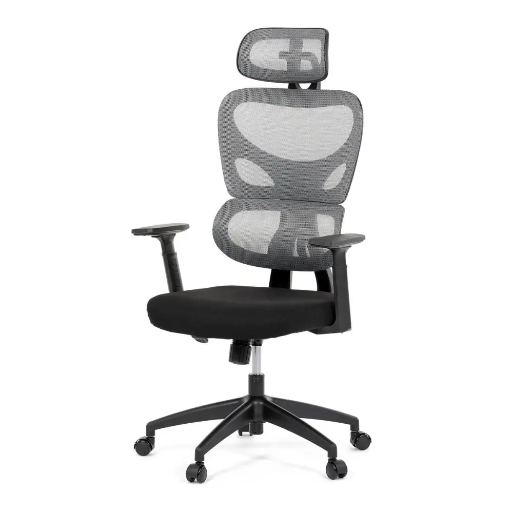 Kancelářská ergonomická židle GRANT — síť / látka, černá / šedá