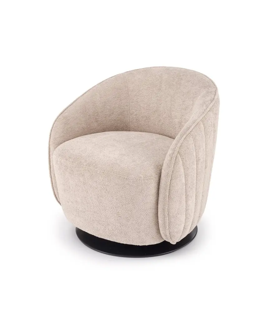 Designové otočné křeslo BASILIO — kov, látka, cappuccino
