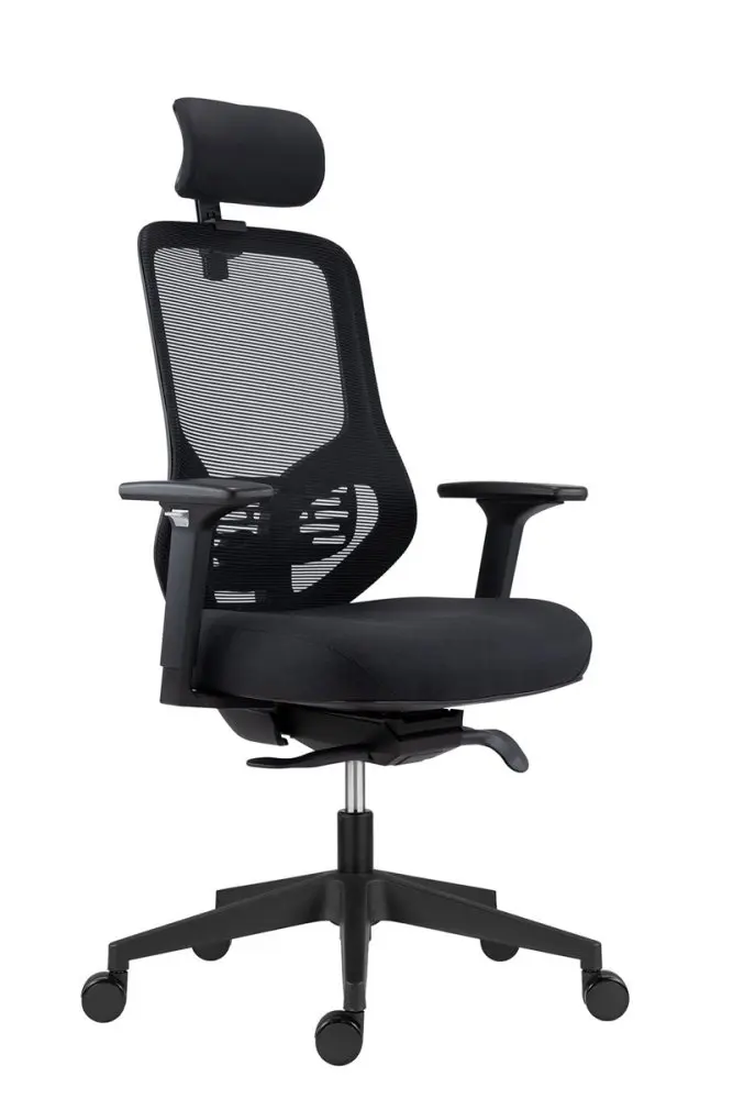 Kancelářská ergonomická židle ATOMIC — síť / látka, černá, nosnost 130 kg