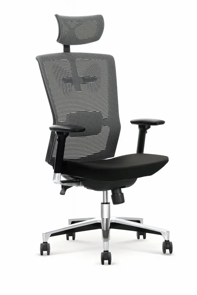 Kancelářská ergonomická židle AMBASADOR — síť / látka, černá