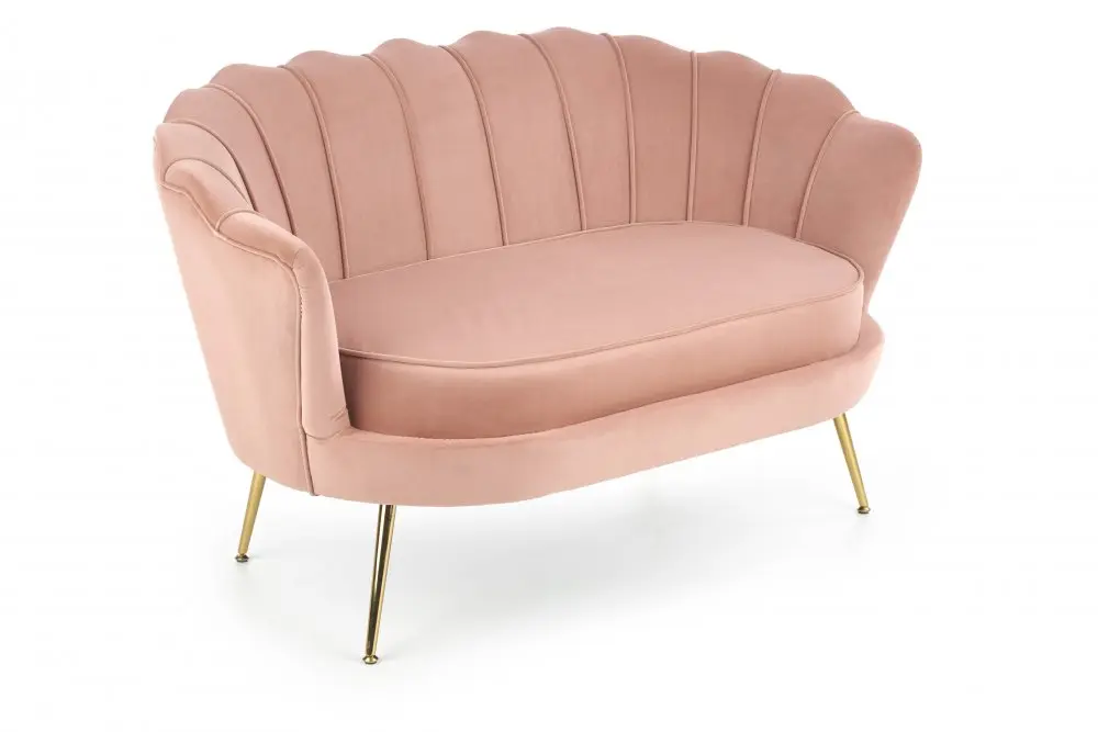 Designová pohovka AMORINITO XL — kov, látka, zlatá / růžová