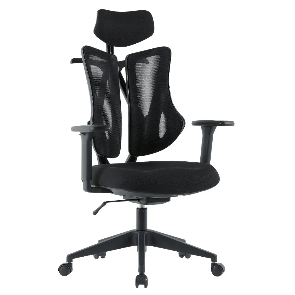 Kancelářská  ergonomická  židle MORA — síť / látka, černá
