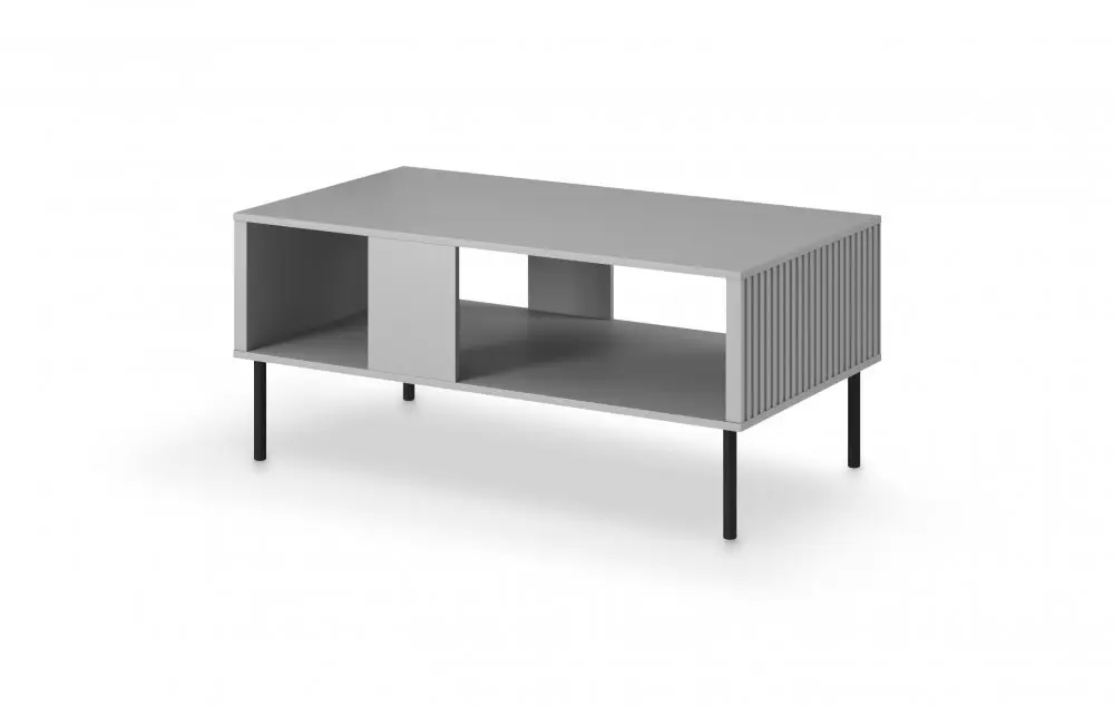 Konferenční stolek ASENSIO — 110x60x48, kov, MDF, černá / šedá