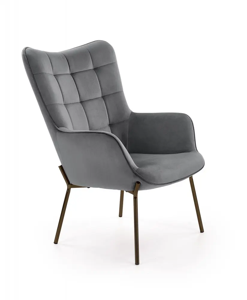 Designové křeslo CASTEL — kov, látka, černá / šedá
