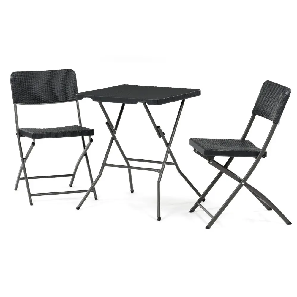 Zahradní skládací set KARAKA 1 + 2 — kov, plast, šedá