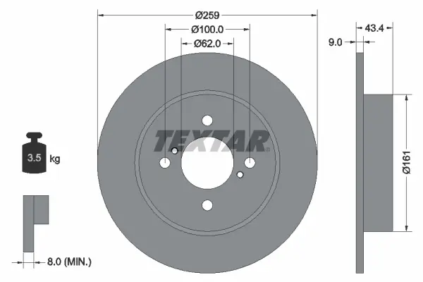 TEXTAR Brzdový kotouč 92242303
