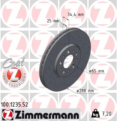 ZIMMERMANN Brzdový kotouč 100123552