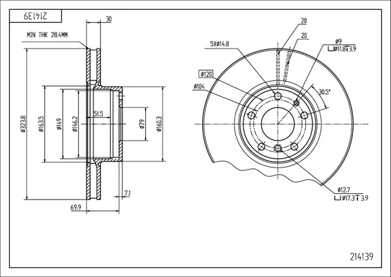 Brz.kotouč /p/ bmw e38 735i 324/30/28.4