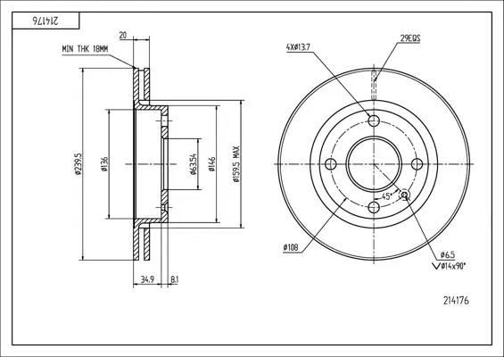 Brz.kotouč /p/ escort 1.1-1.3 /abs/ 90-