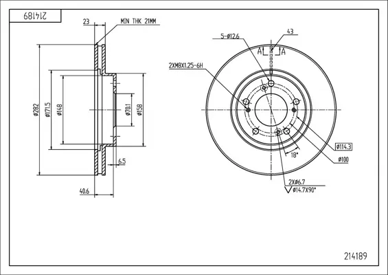 Brz.kotouč /p/ honda crv 97- 282/23/21