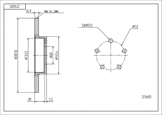 Brz.kotouč /p/ audi 100 2.0-2.4,2.5 tdi