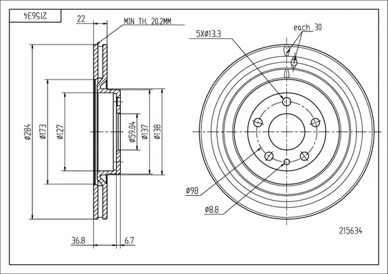 Brz.kotouč /p/ alfa romeo 164 -92