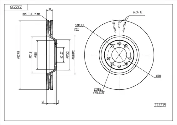 Brz.kotouč /p/ peugeot 407 2.2-3.0 04-