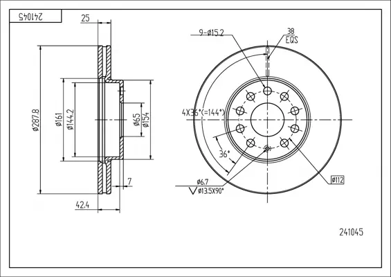 Brz.kotouč /p/audia3 2.0 16v 03-/lak/kpl