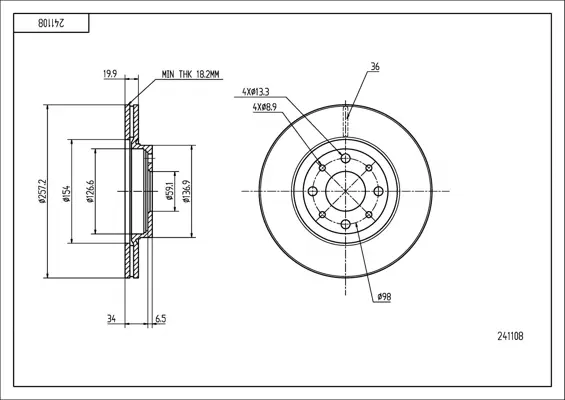 Brz.kotouč /p/ punto 1.4t 93- /lak/kpl