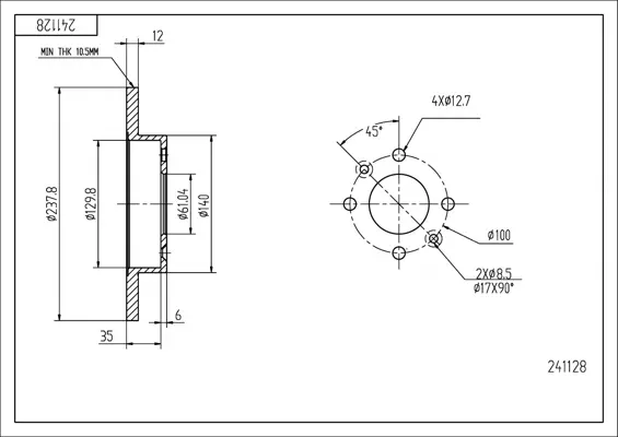 Brz.kotouč /p/clio ii 1.4 98- /lak/kpl