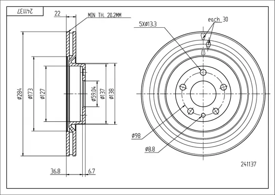 Brz.kotouč /p/alfa 147 1.9 01-10/lak/kpl