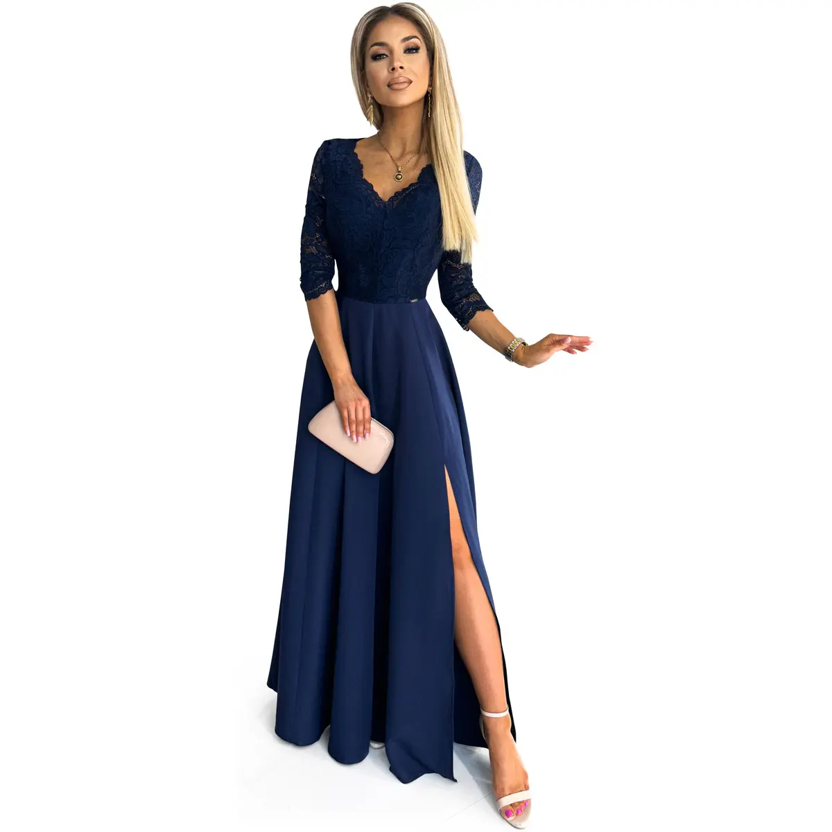 Numoco  Dámské společenské šaty Amber navy  Tmavě modrá