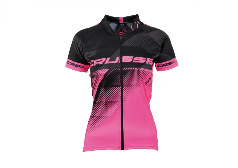 Dámský cyklistický dres Crussis, černá/růžová XS