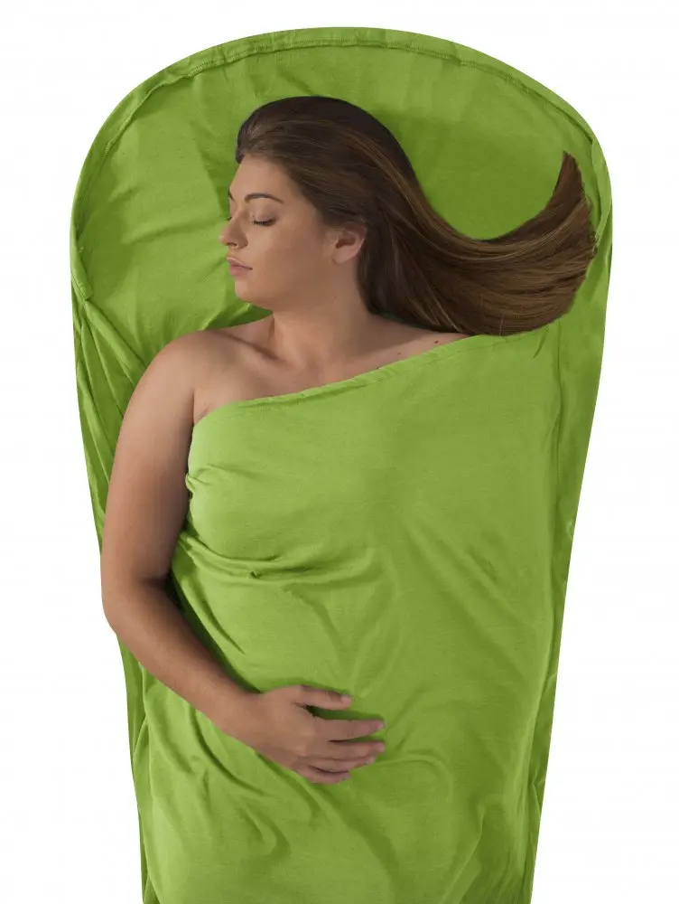 Pružná vložka do spacáku s kapucí Expander Liner - Mummy with Hood & Box foot Zelená