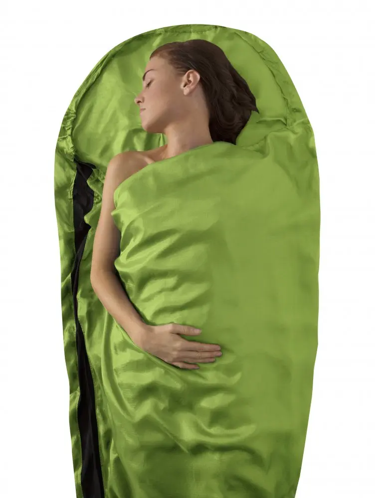 Hedvábná vložka do spacáku s kapucí Silk Stretch Liner - Mummy with Hood & Box foot