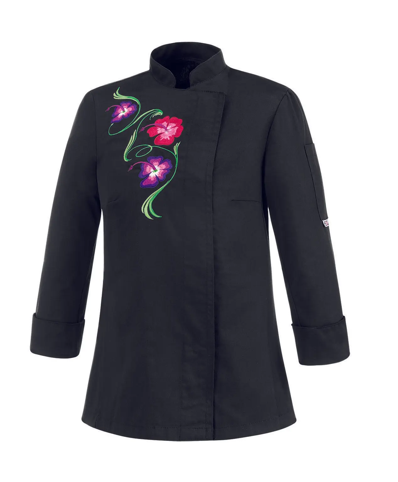 Dámský kuchařský rondon EGOchef FLOWERS - černý