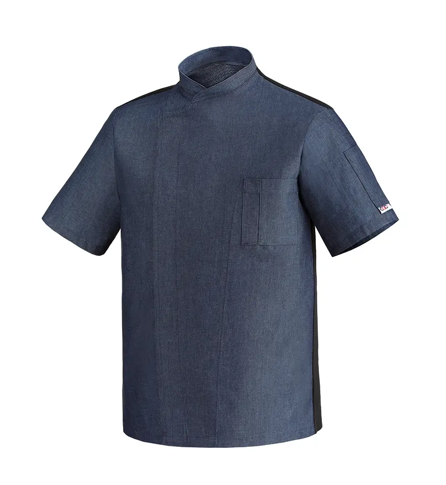 Kuchařský rondon EGOchef OTTAVIO cool vent JEANS (polybavlna) - krátky rukáv