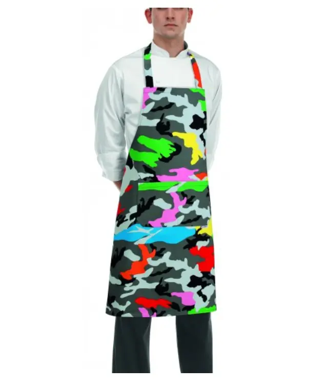 EGOCHEF  Kuchařská zástěra ke krku EGOchef - barevný maskáč 90x70 cm