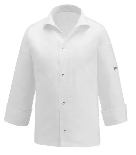 EGOCHEF Kuchařský rondon EGOchef VIP s košilovým střihem UNISEX - bílý - 100% bavlna - dlouhý rukáv