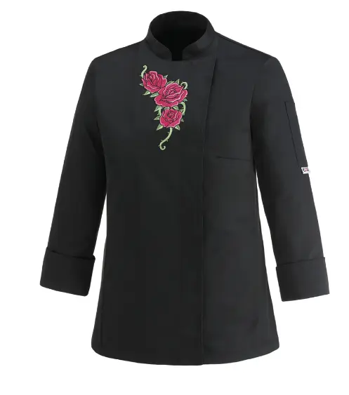 Dámský kuchařský rondon EGOchef Flowers - černý