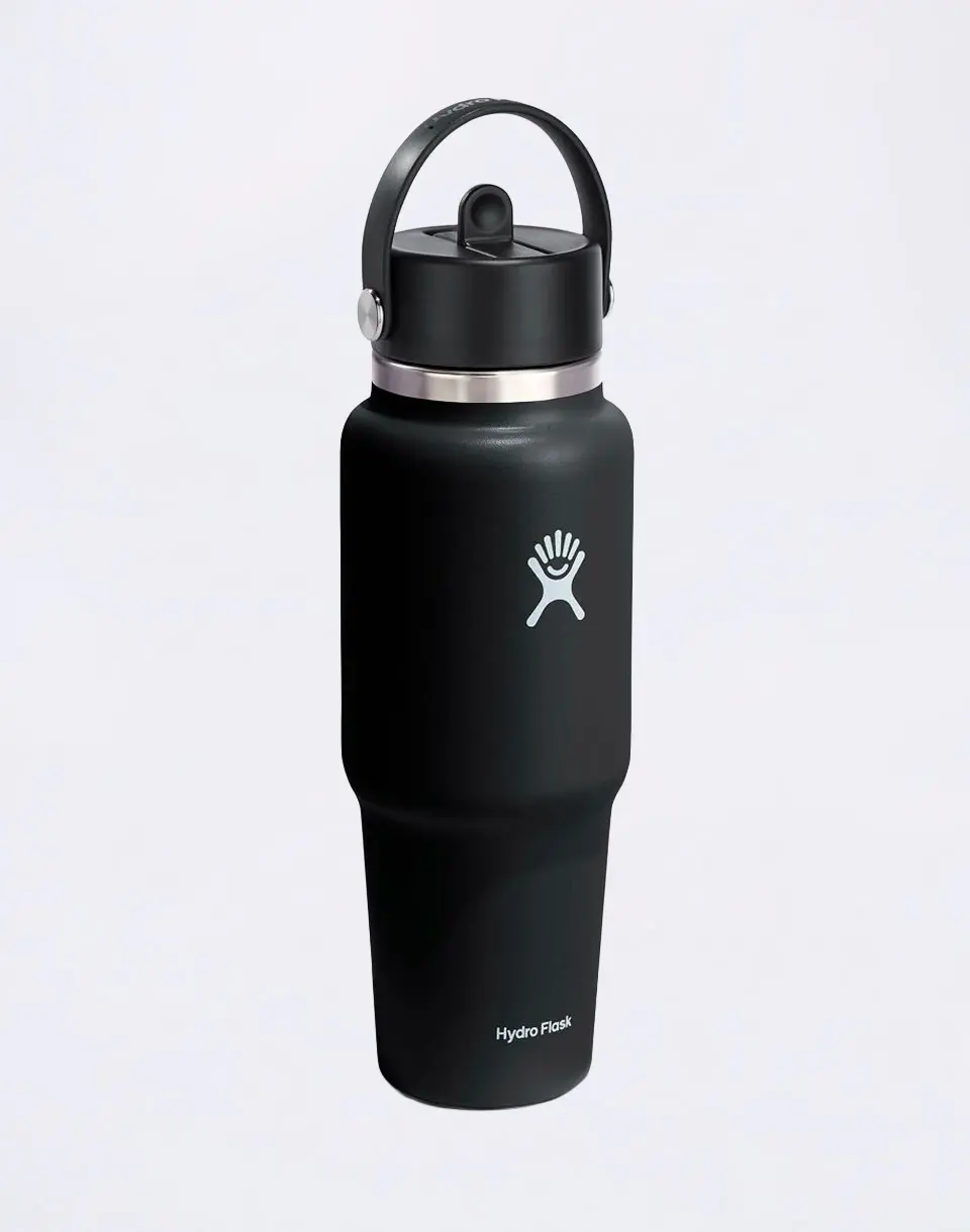 Hydro Flask Wide Mouth Travel Bottle with Flex Straw Cap (946 ml) Black