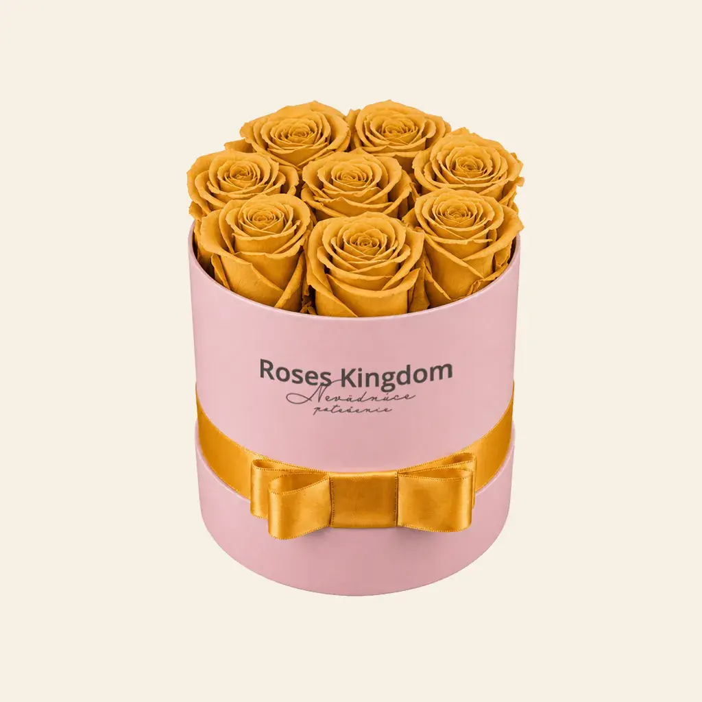 Box z růží MINI ŽLUTÁ RŮŽOVÁ
