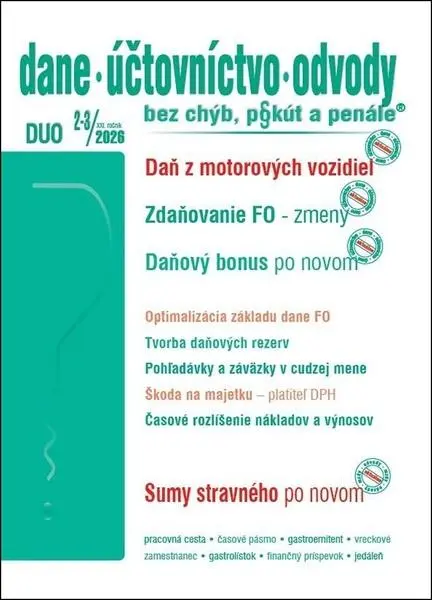 Dane účtovníctvo odvody 2-3/2026 - Daň z motorových vozidiel