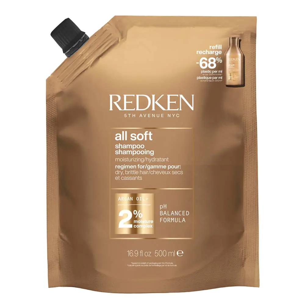 Redken All Soft – Šampon pro suché a křehké vlasy s arganovým olejem (náplň) 500 ml