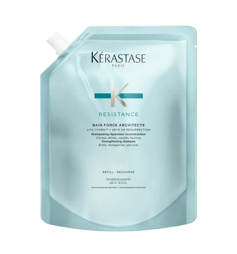 Kérastase Résistance Bain Force Architecte – obnovující šampon pro poškozené a lámavé vlasy 500 ml (náplň)