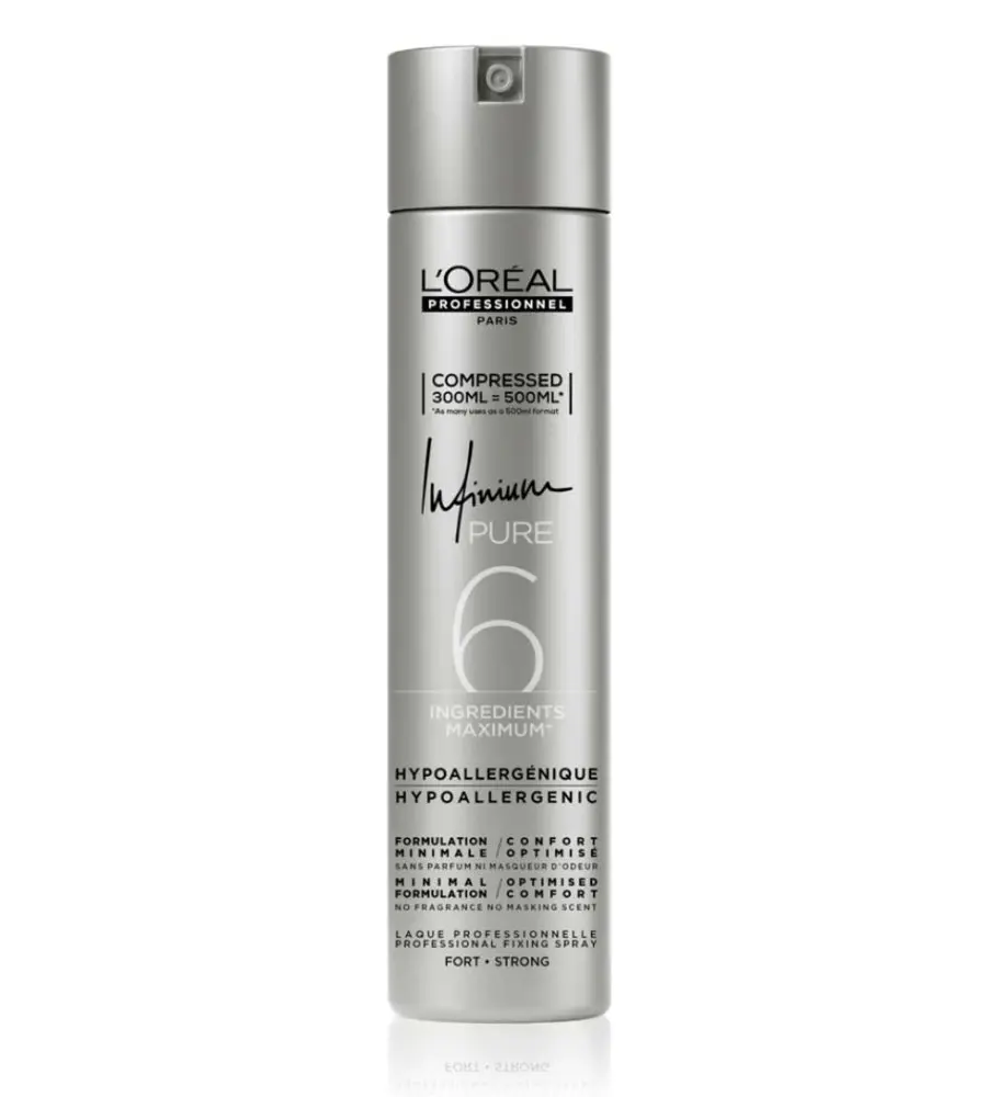 L’Oréal Professionnel Infinium Pure Extra Strong – Hypoalergenní Profesionální Lak na Vlasy 300 ml (Compressed = 500 ml)