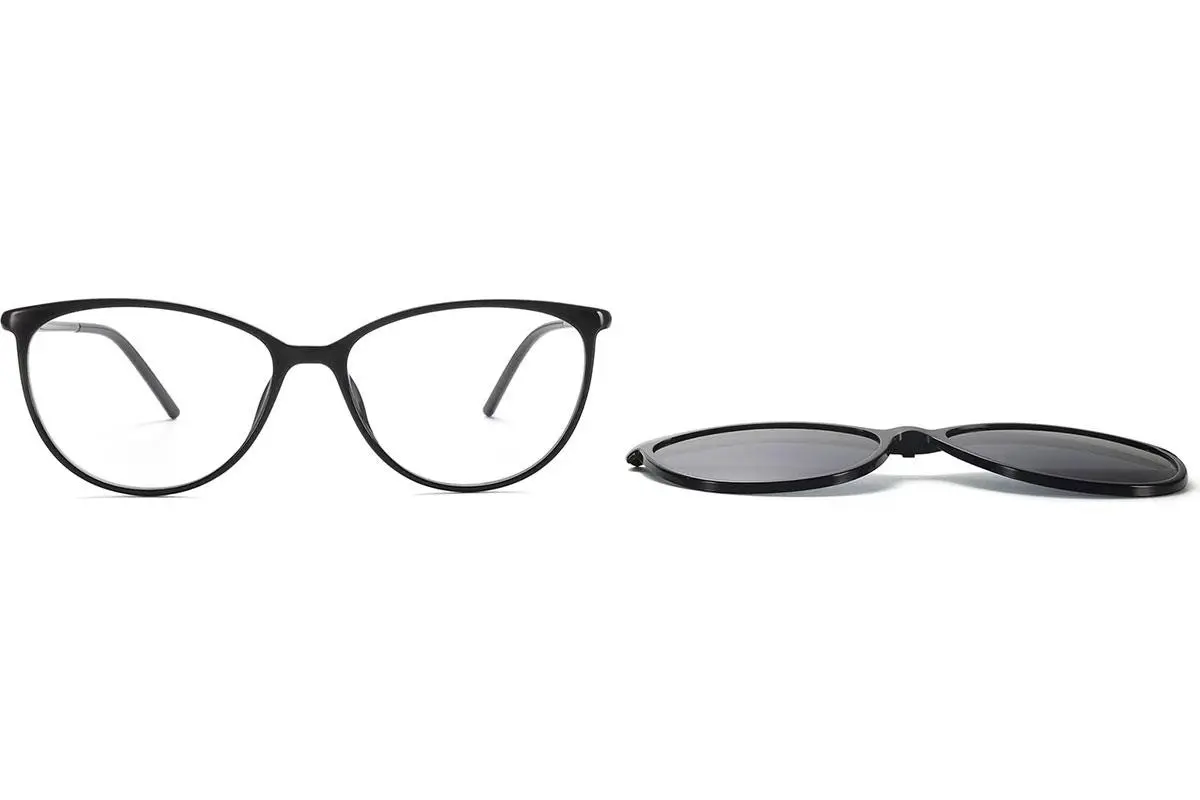 Eyerim Studio Elara Black blue-light [non-prescription] + Clip-on Polarized - ONE SIZE (54)