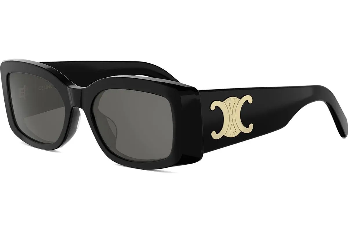 Celine Maxi Triomphe Black Rectangular Sunglasses - ONE SIZE (53)