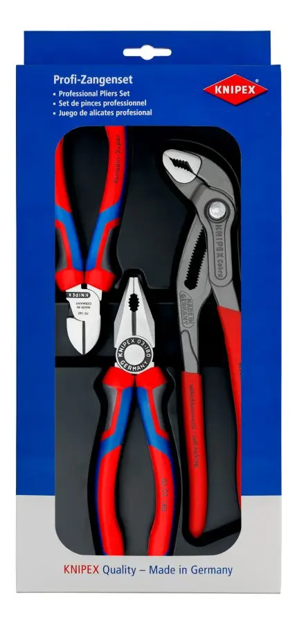 Kleště kombinované, štípací a instalatérské (SIKO), sada 3 ks - KNIPEX 00 20 09 V01