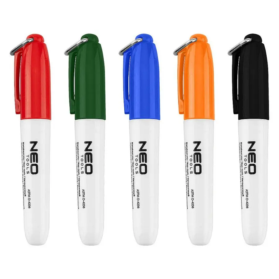 NEO TOOLS 13-867 permanentní popisovač na kov, plast, kámen a sklo, sada 5 barev